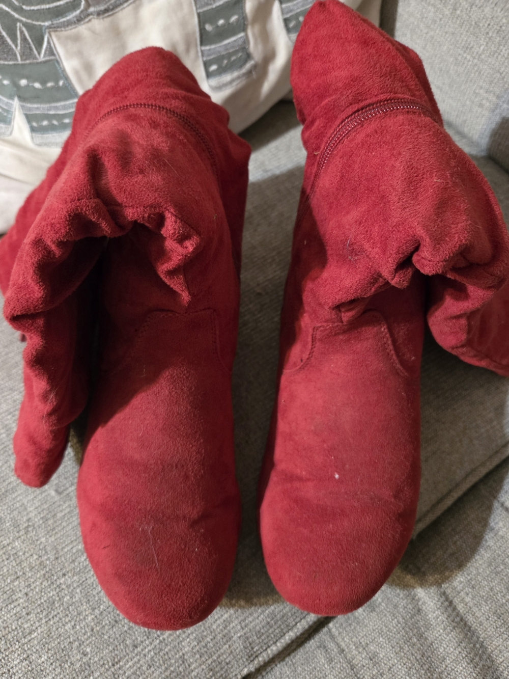 Hot Cakes Red Suede Slouch Boot